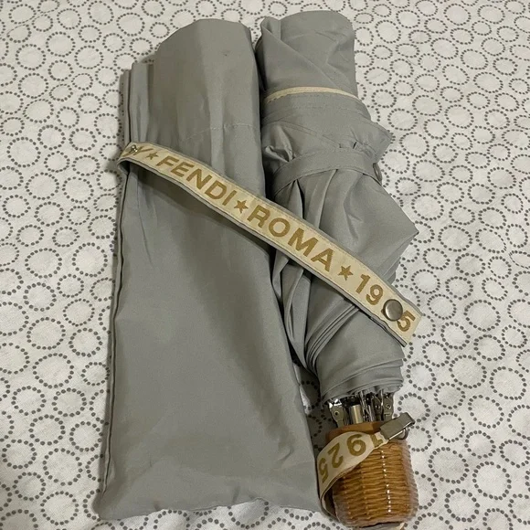 Fendi Light Gray Designer Folding Umbrella - Picture 9 of 10